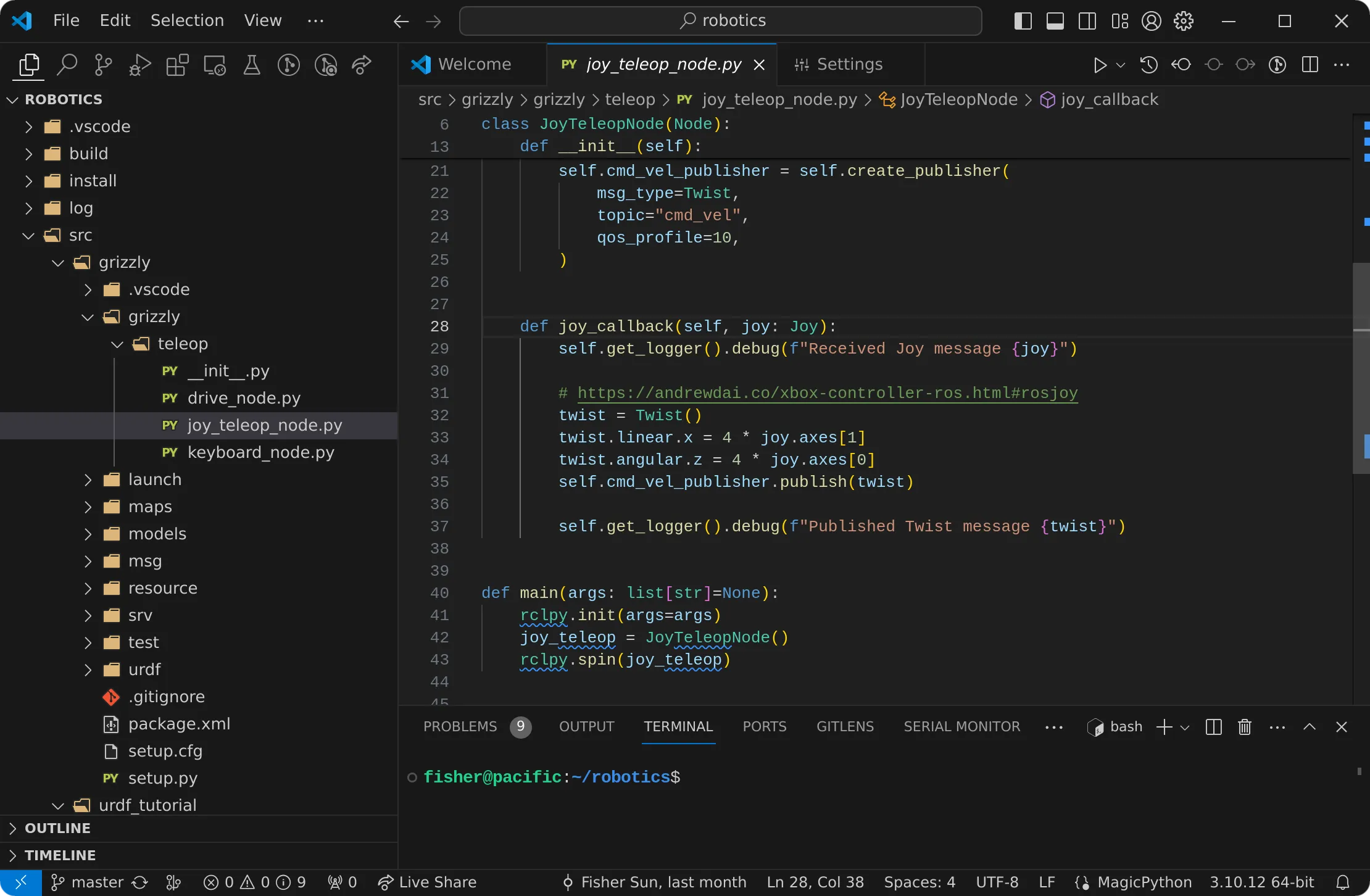 Image of VSCode before applying configuration